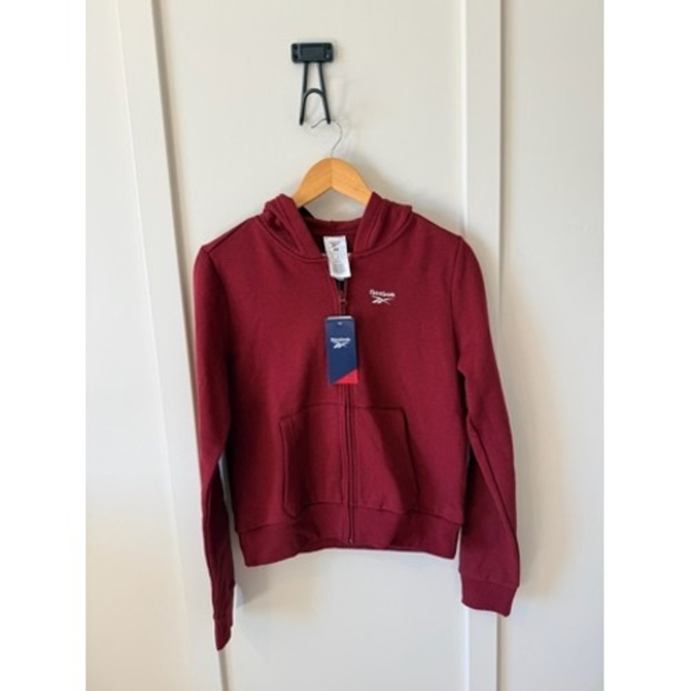 Reebok Identity‎ SL Fleece Full Zip Hoodie Rich Maroon Womens XS athletic